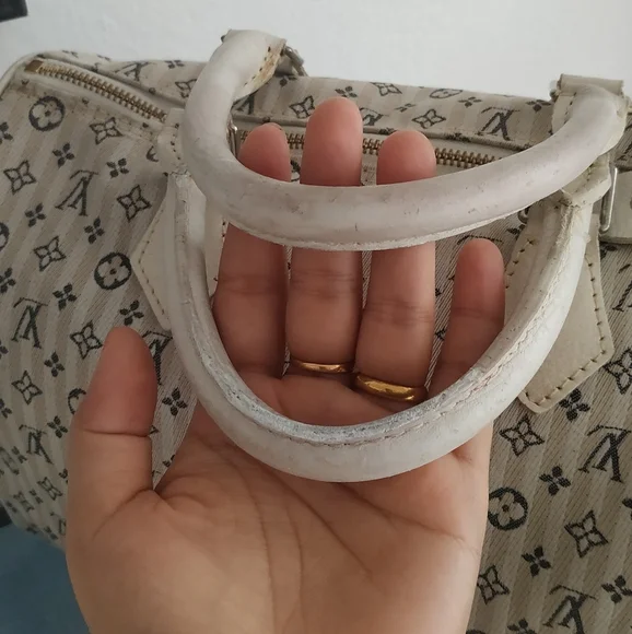 Vintage monogram Mini Lin Canvas 30 Bag Satchel Cream - Picture 4 of 16